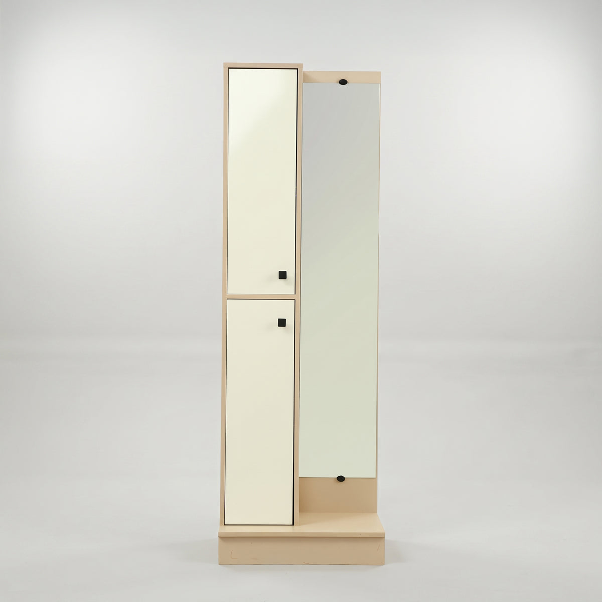 Beige Engineered Wood Tall Dressing Table with Full Length Mirror & Cabinets by Zodiya