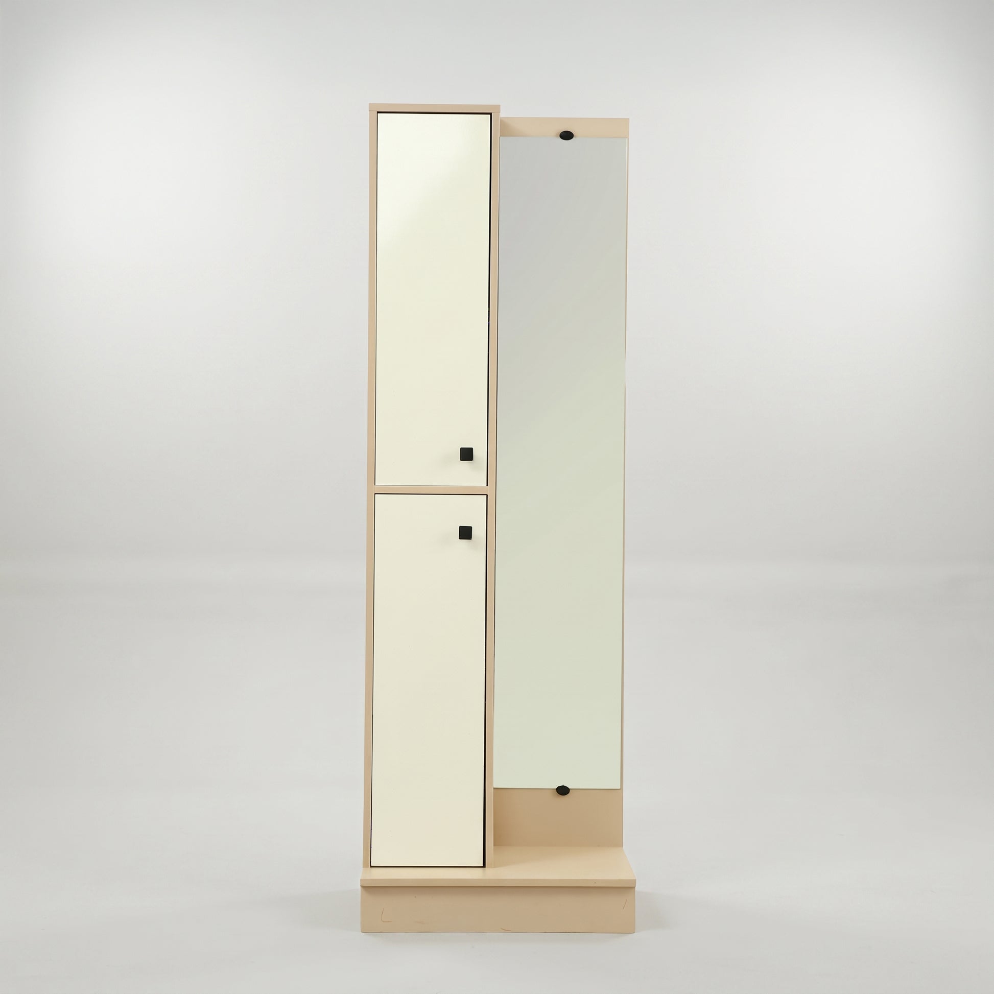 Beige Engineered Wood Tall Dressing Table with Full Length Mirror & Cabinets by Zodiya-5