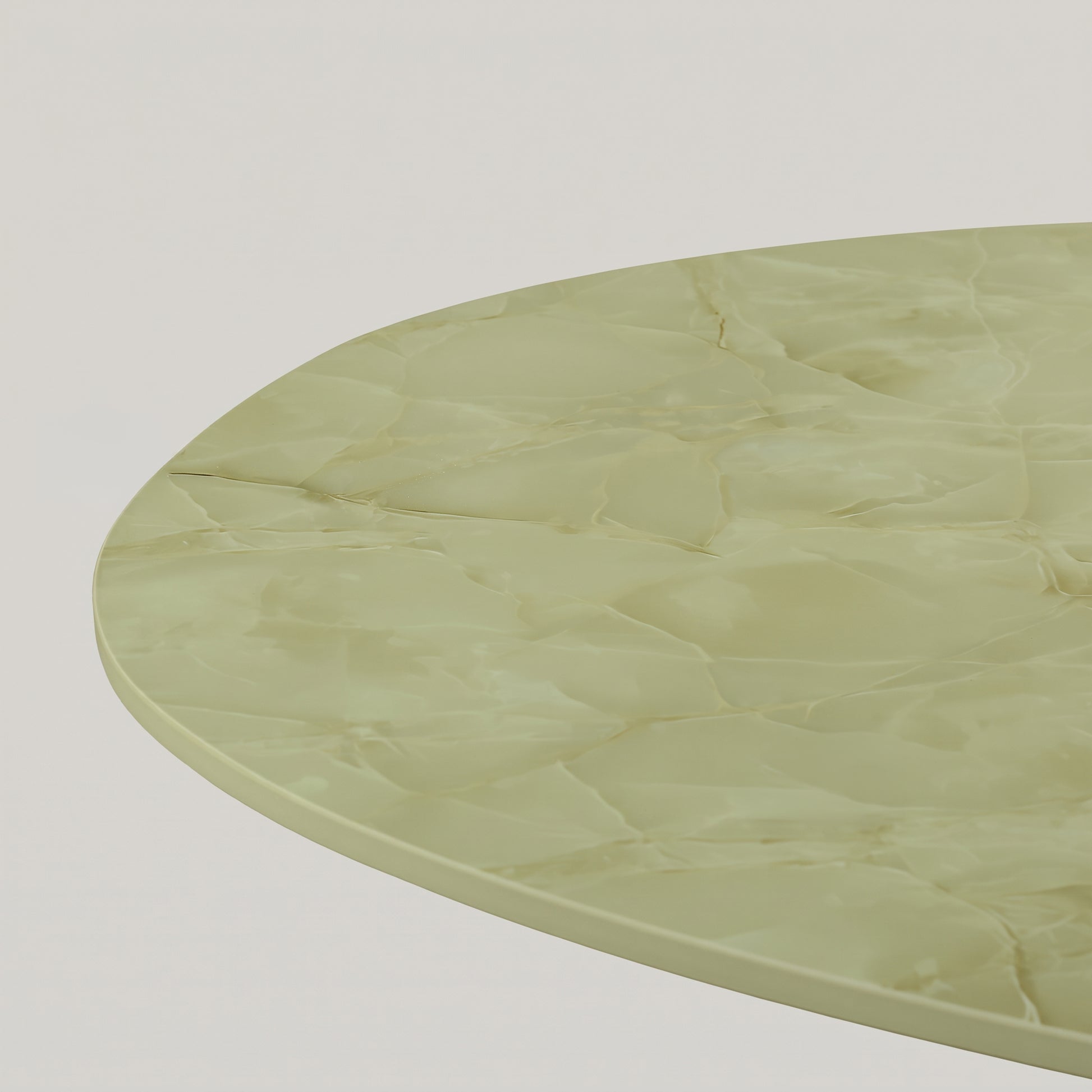 Oval Marble Coffee Table with Gold Pedestal Base by Zodiya-3