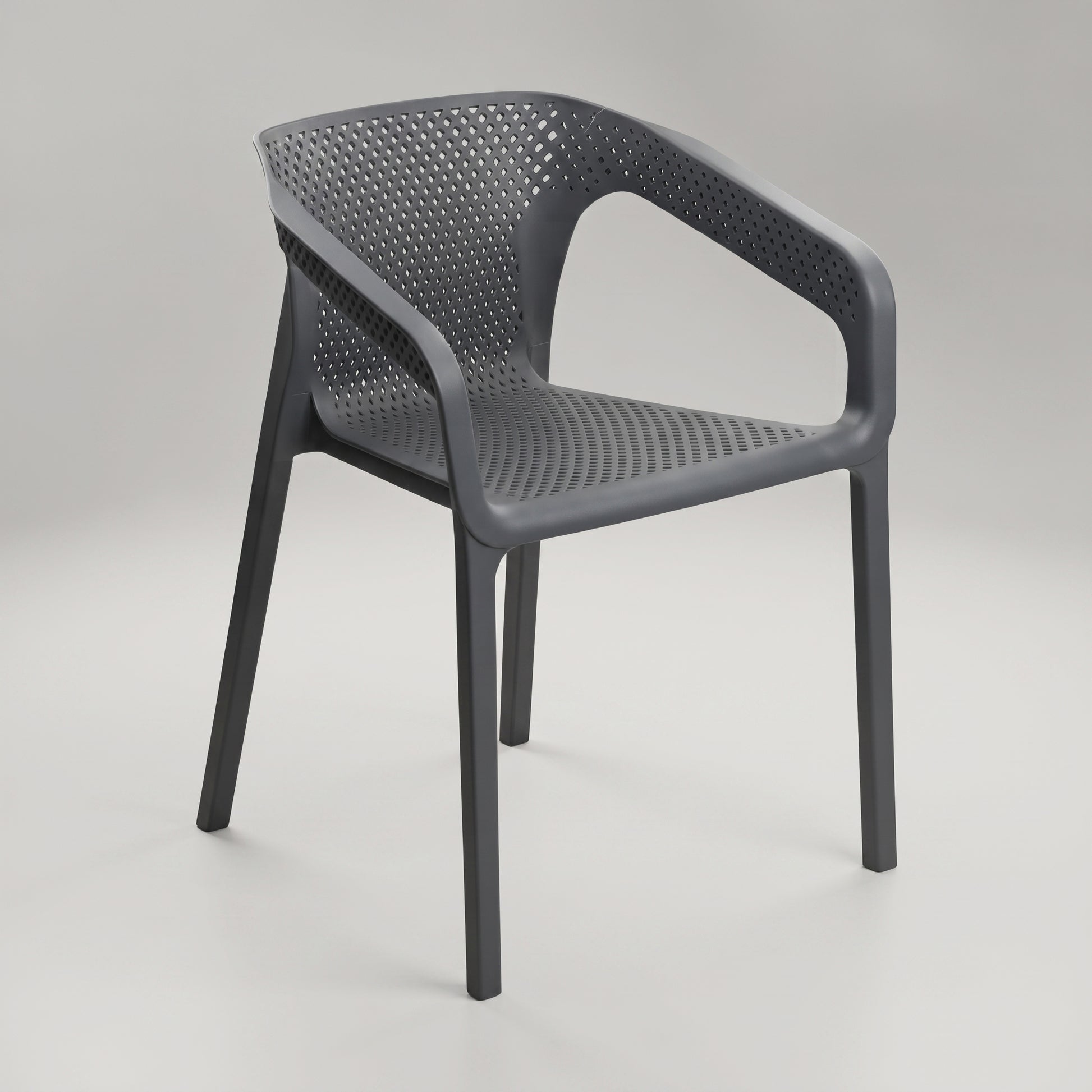 Grey Plastic Dining Arm Chair by Zodiya-4