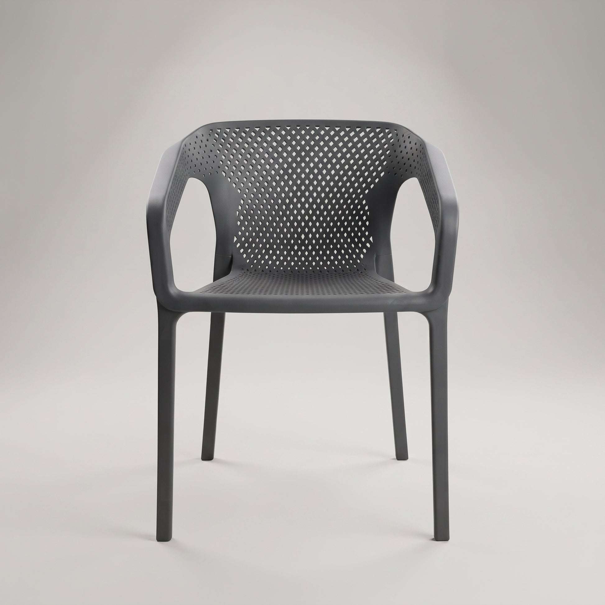 Grey Plastic Dining Arm Chair by Zodiya-5