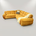 Luxevora Yellow Velvet 5 Seater Corner Sofa L Shape by Zodiya
