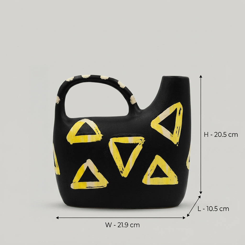 Black and Yellow Ceramic Flower Vase (small) By Zodiya