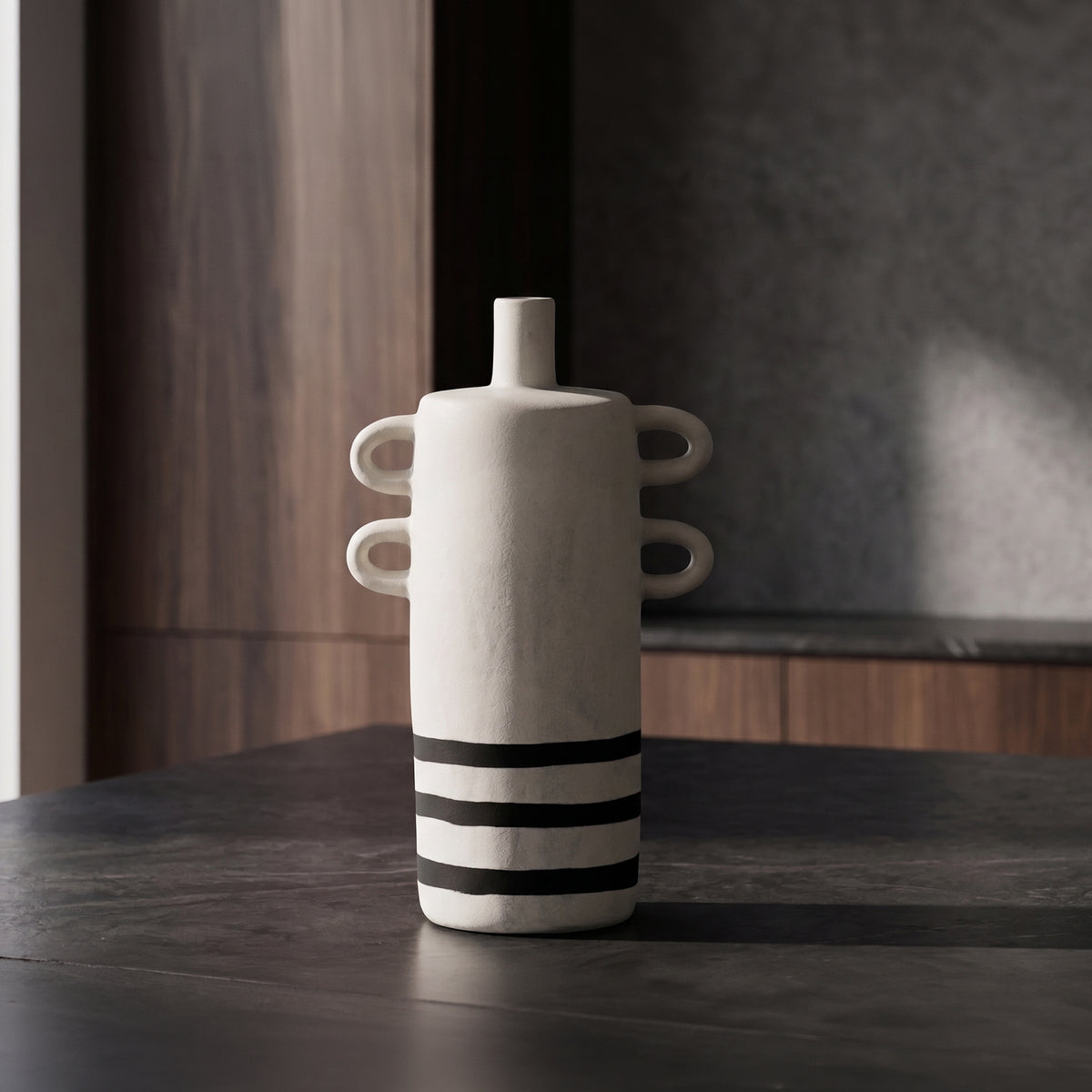 Black Stone Ceramic Flower Vase (large) By Zodiya