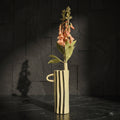 Yellow Striped Ceramic Flower Vase By Zodiya