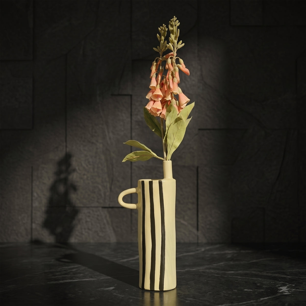 Yellow Striped Ceramic Flower Vase By Zodiya