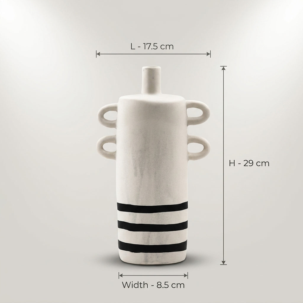 Black Stone Ceramic Flower Vase (large) By Zodiya