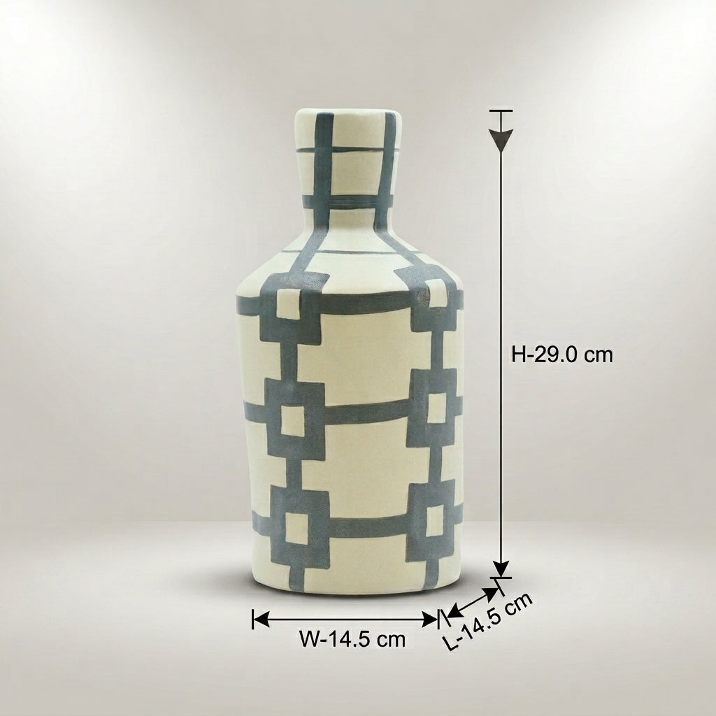 Cream and Grey Ceramic Flower Vase By Zodiya