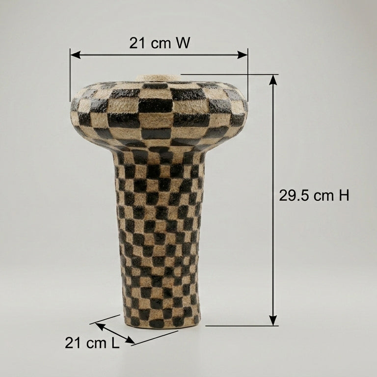 Black and Beige Flower Vase by Zodiya