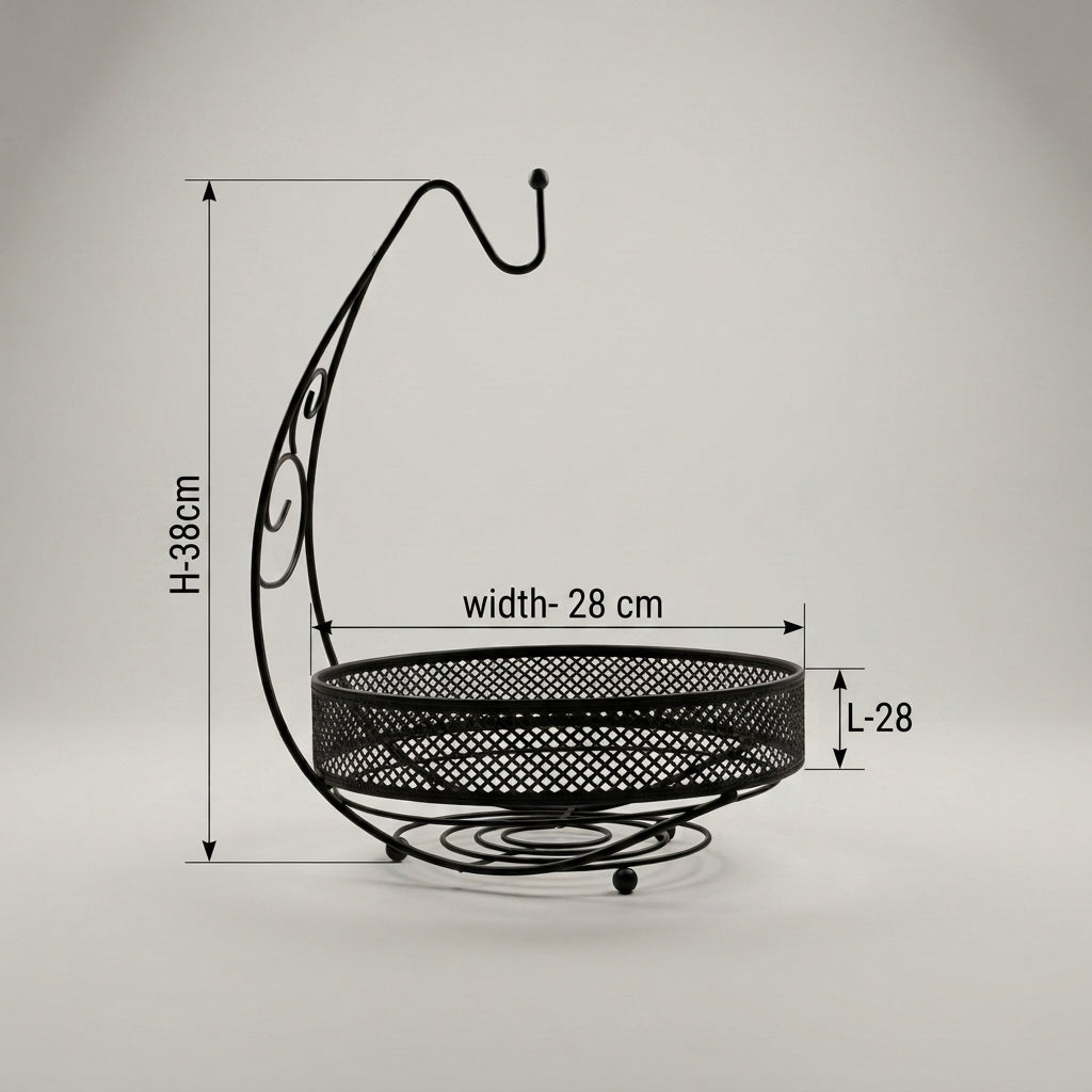 Black Metal Fruit Basket with Hanger By Zodiya