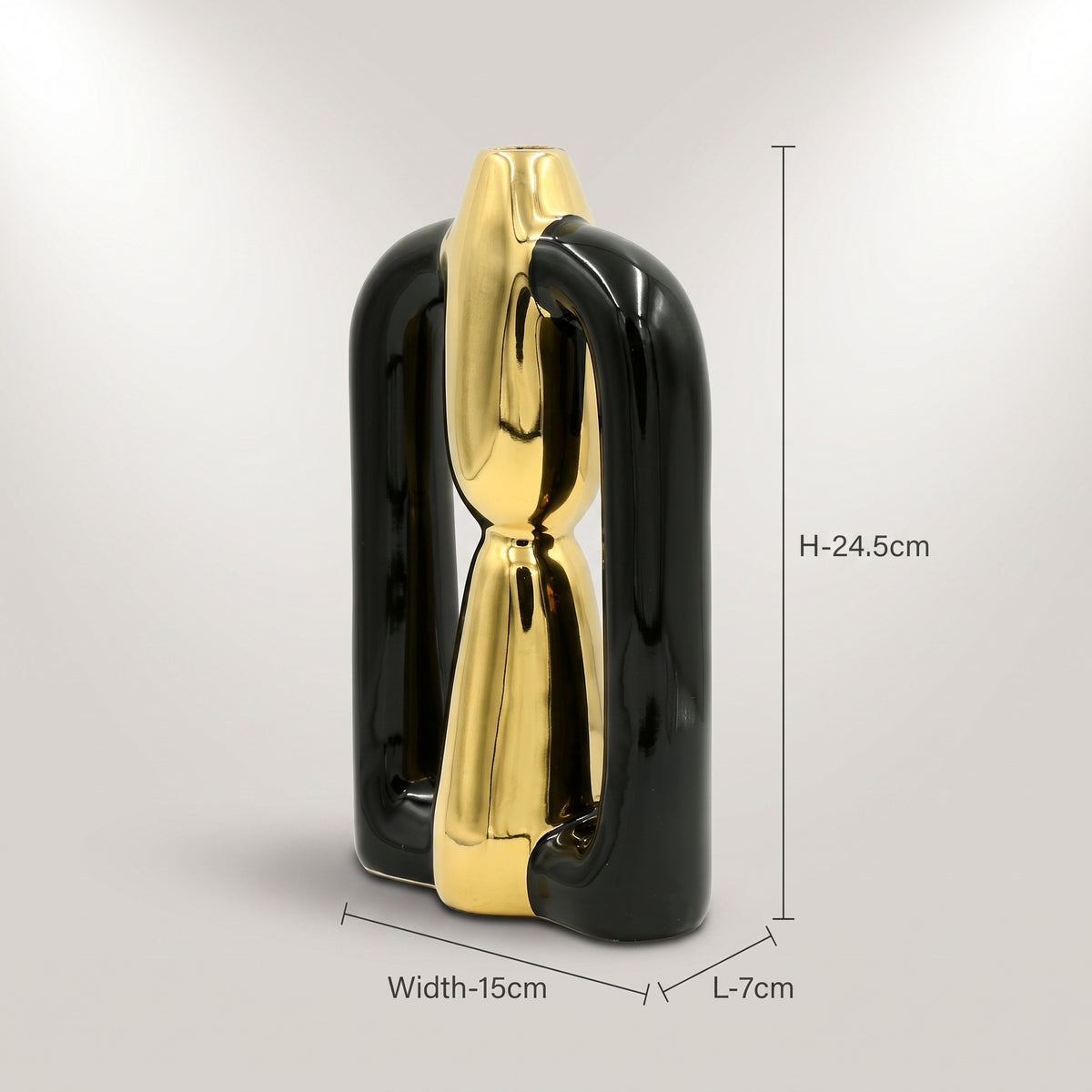 Gold and Black Ceramic Flower Vase by Zodiya