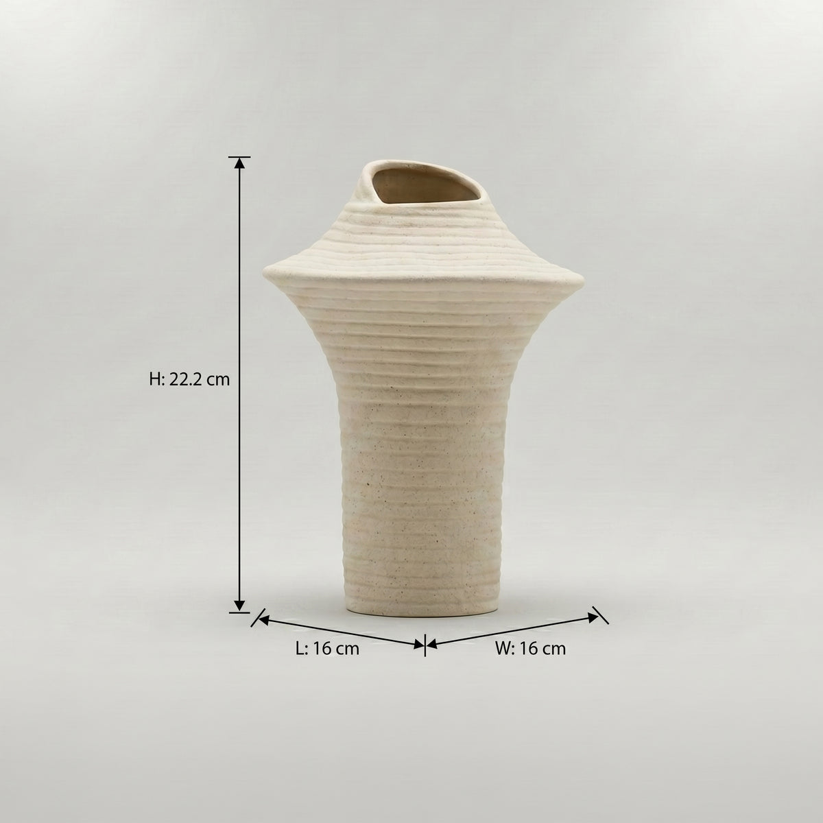 Beige Ribbed Ceramic Flower Vase by Zodiya
