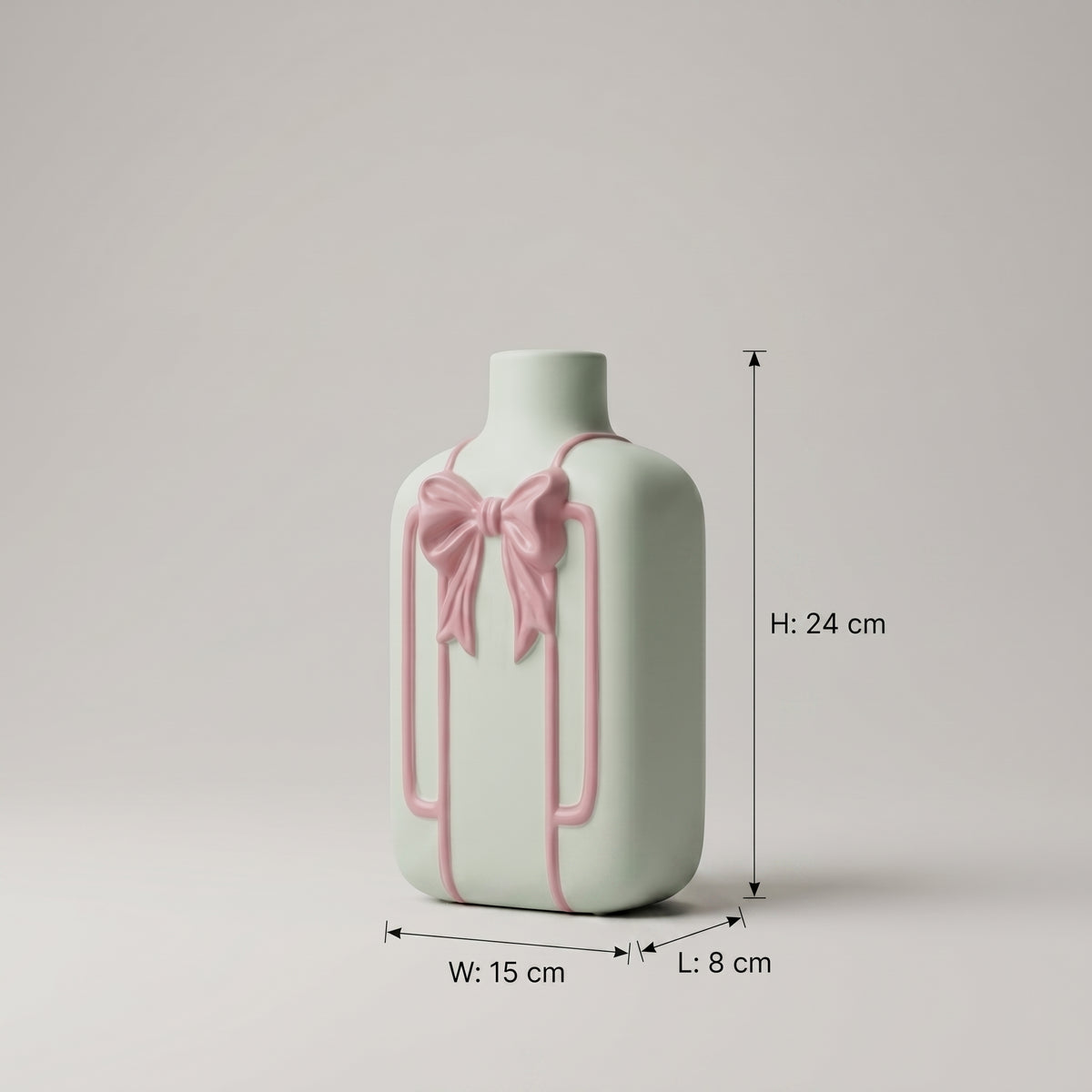 Small Ceramic Vase with Pink Ribbon Design by Zodiya