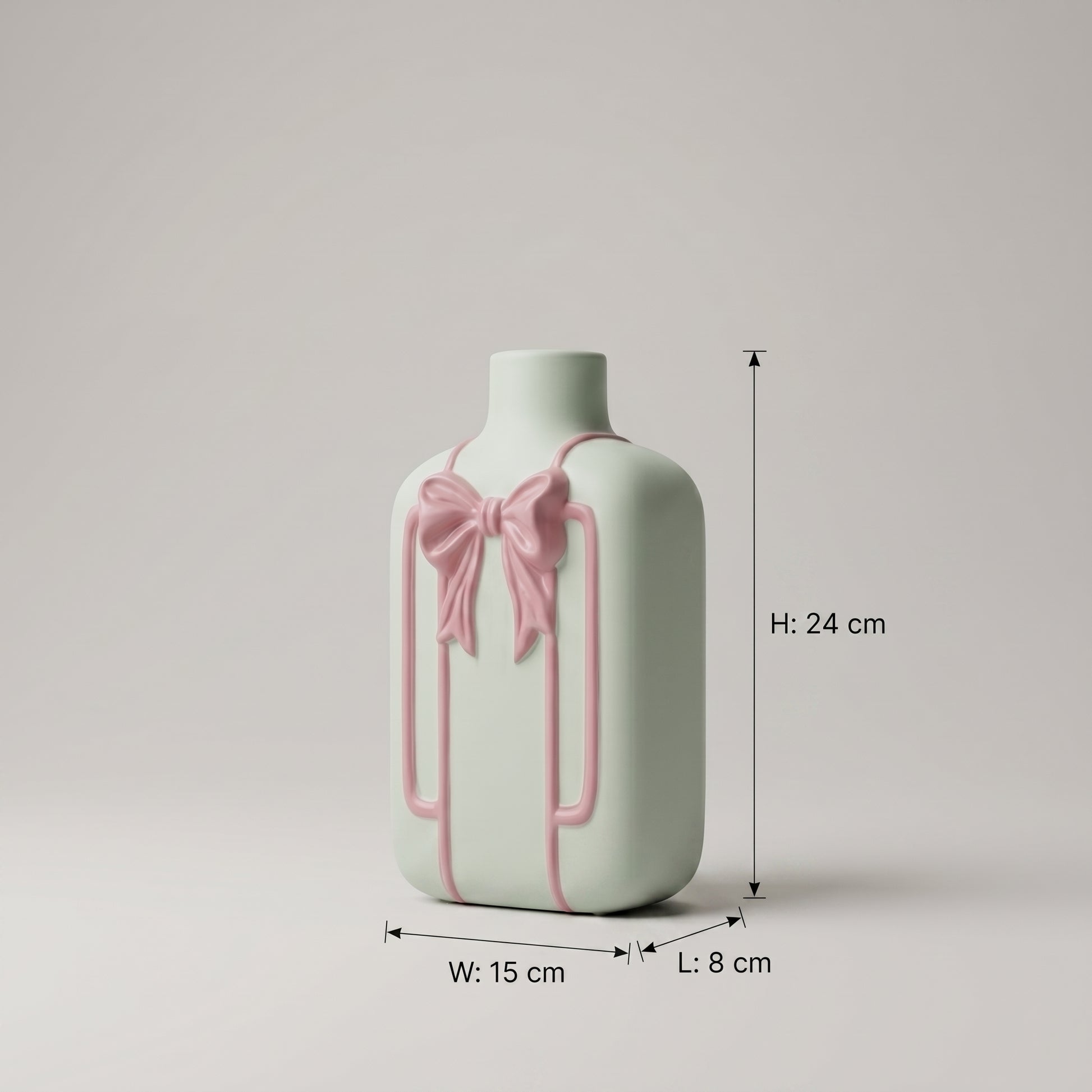 Small Ceramic Vase with Pink Ribbon Design by Zodiya-2