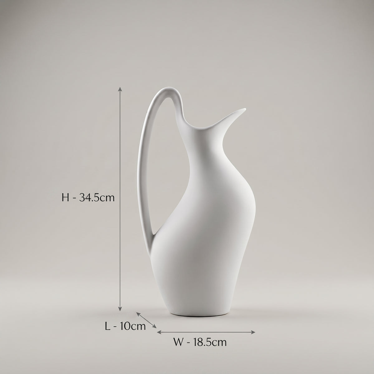 Matte White Ceramic Pitcher Vase by Zodiya