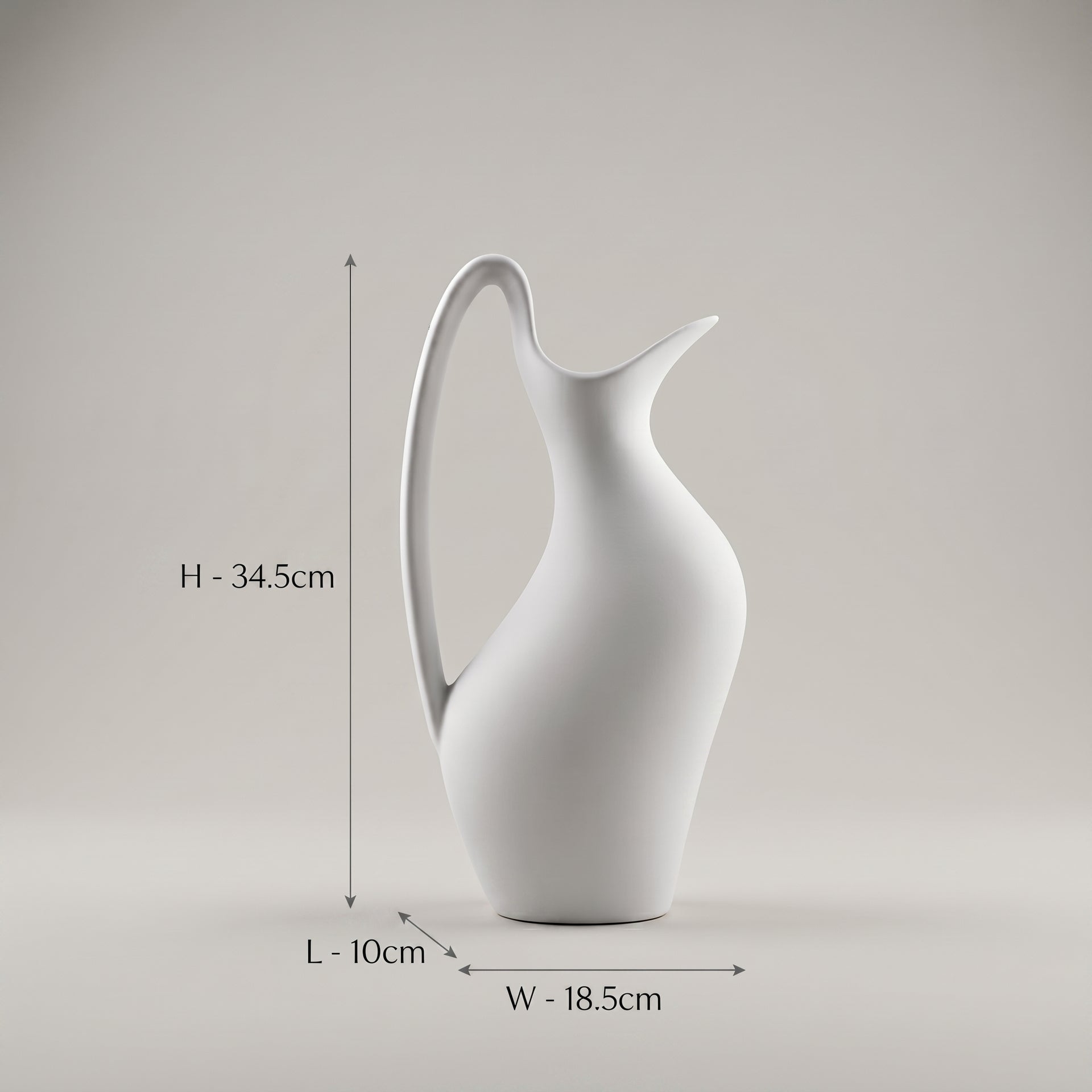 Matte White Ceramic Pitcher Vase by Zodiya