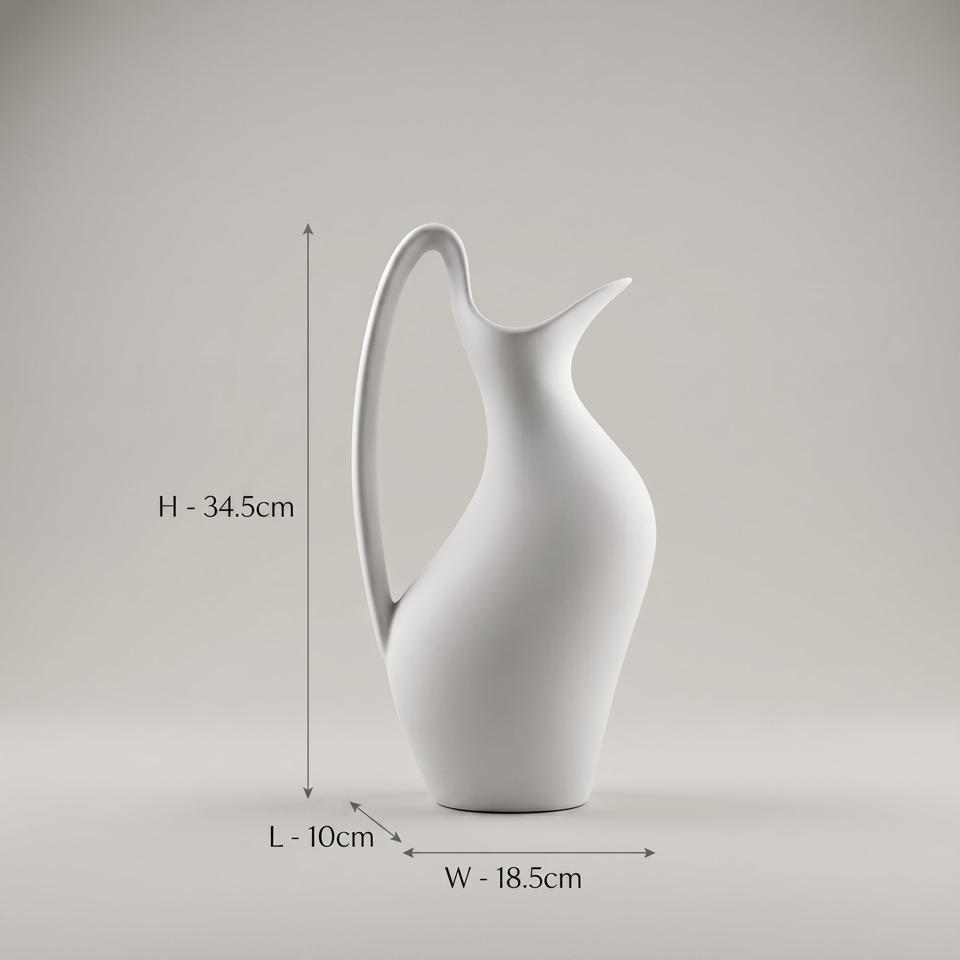 Matte White Ceramic Pitcher Vase by Zodiya-2