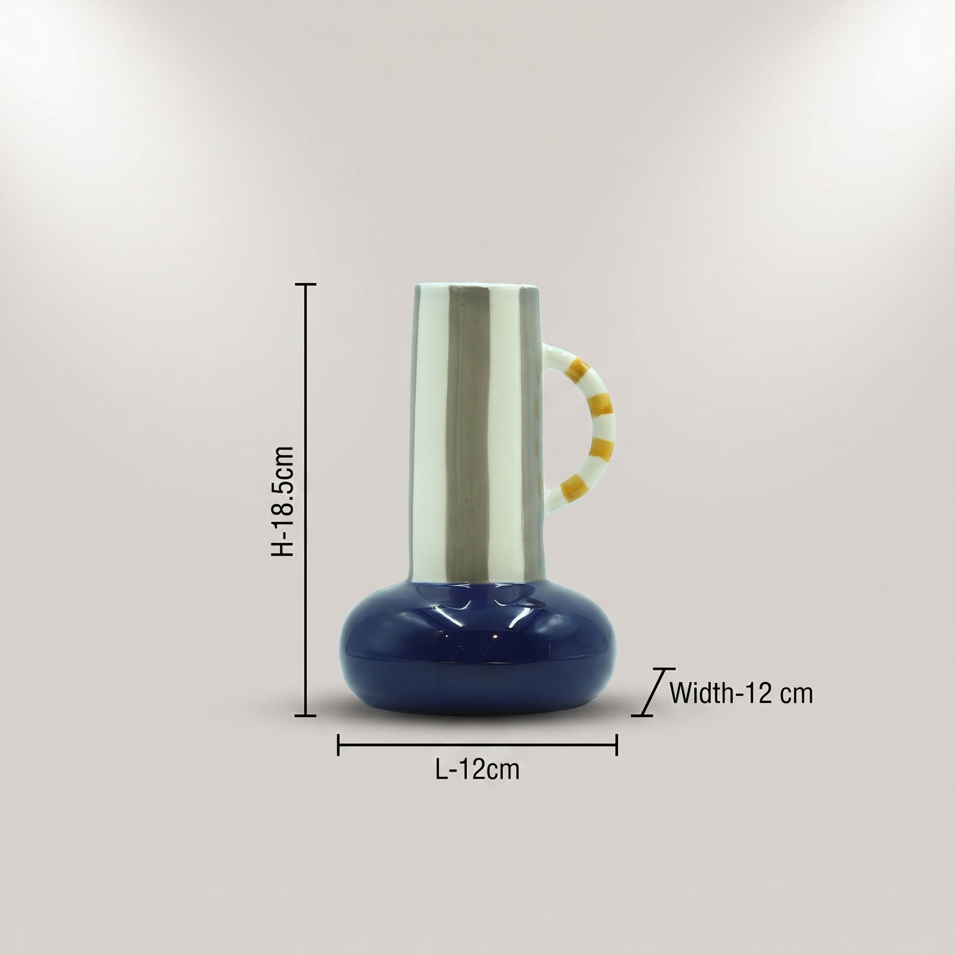 Navy Blue Bottom Ceramic Flower Vase By Zodiya-6