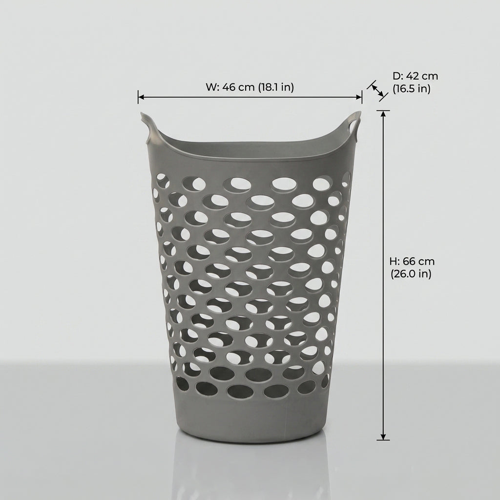 Grey Plastic Large Laundry Basket by Zodiya