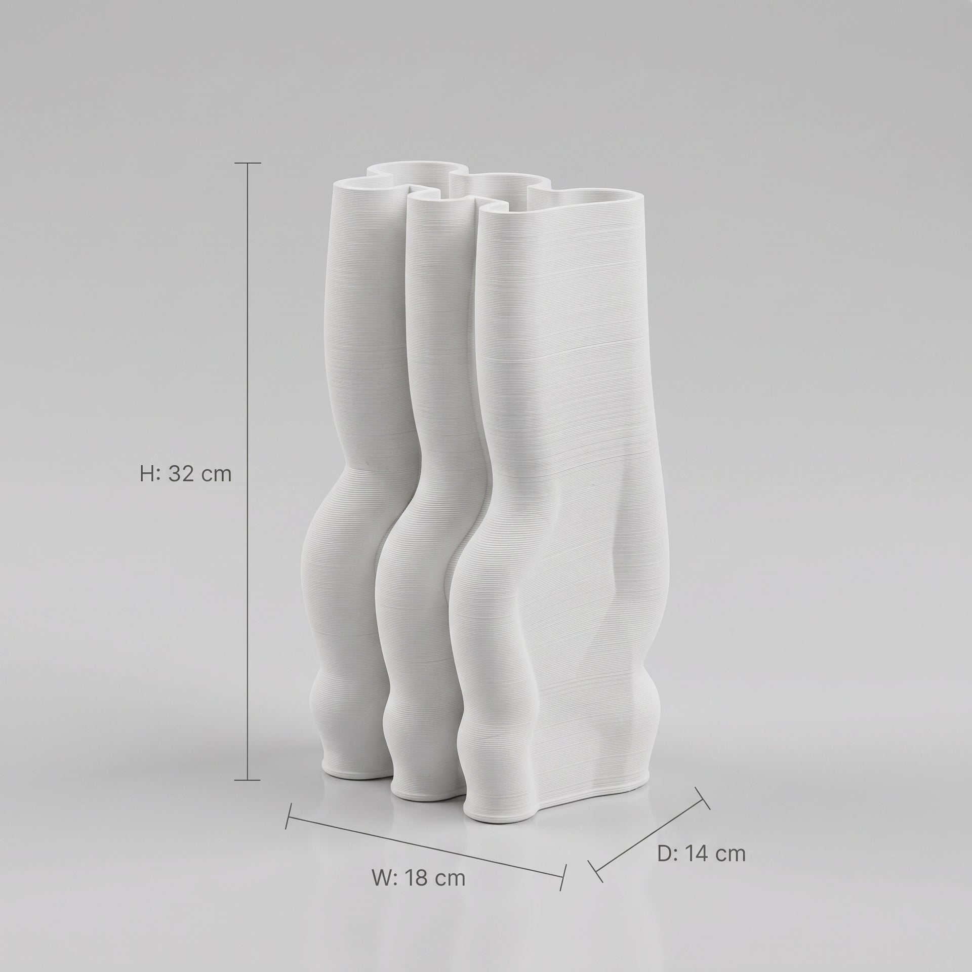 White Wavy Contour Ceramic Flower Vase By Zodiya
