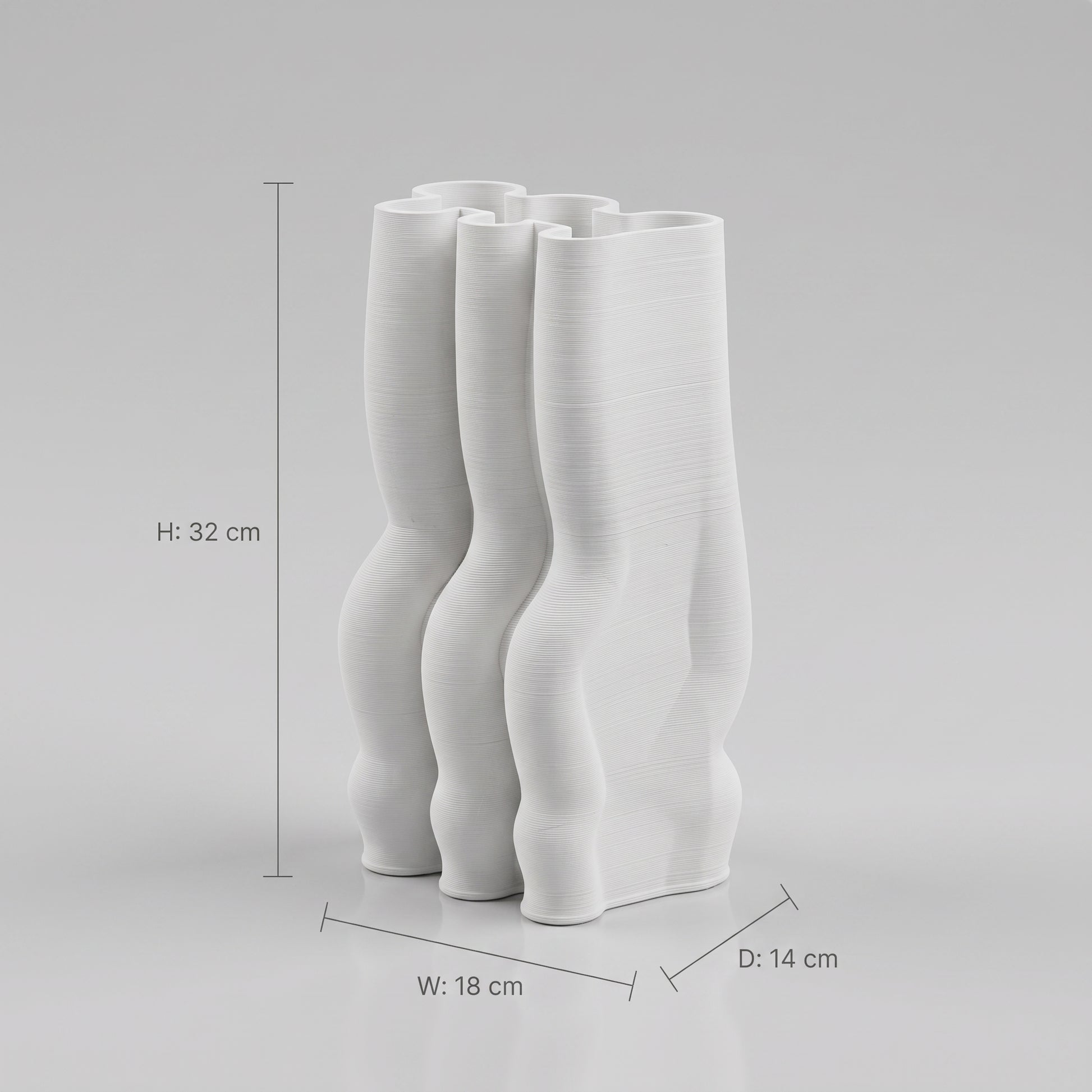 White Wavy Contour Ceramic Flower Vase By Zodiya-2
