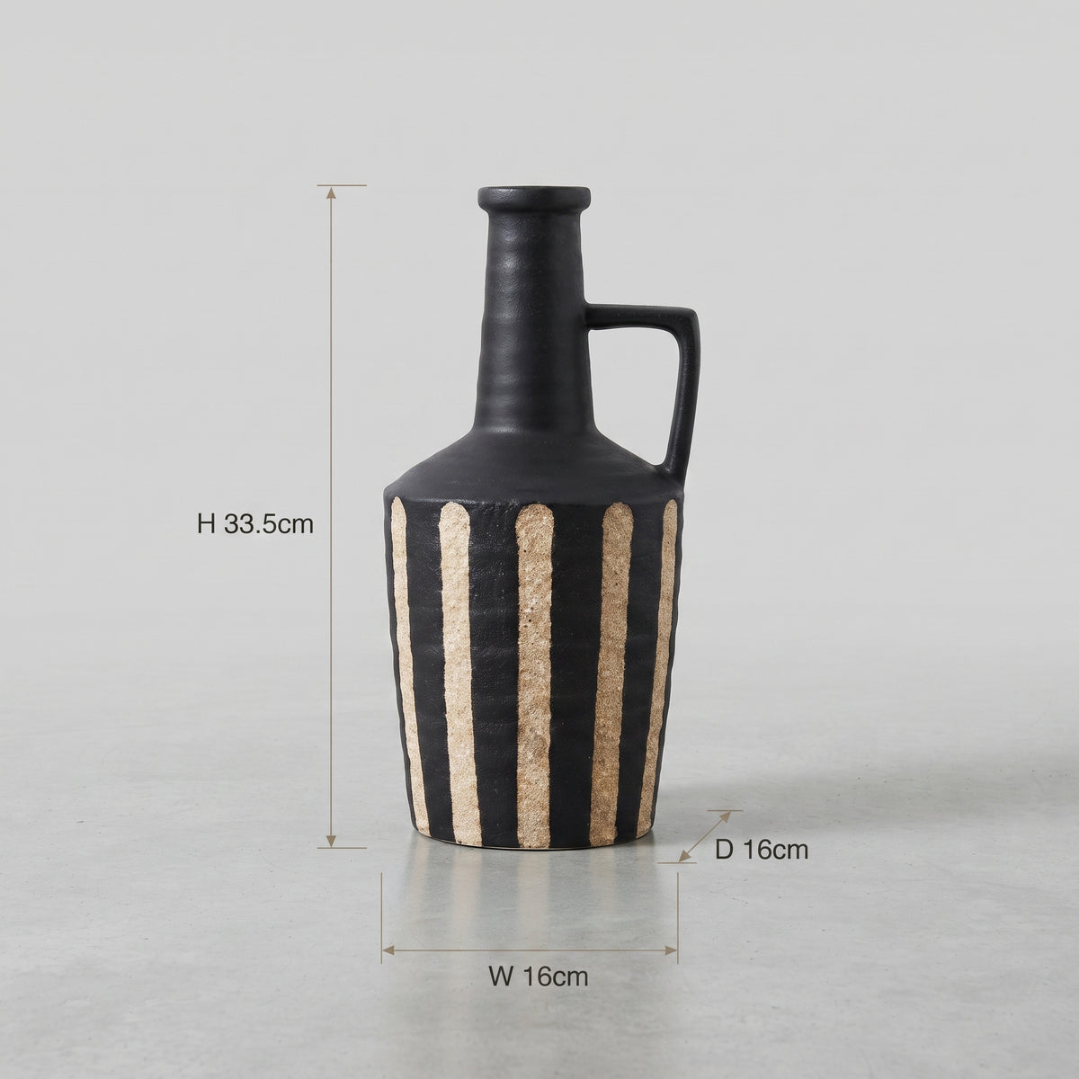 Striped Coffee Brown Ceramic Flower Vase by Zodiya