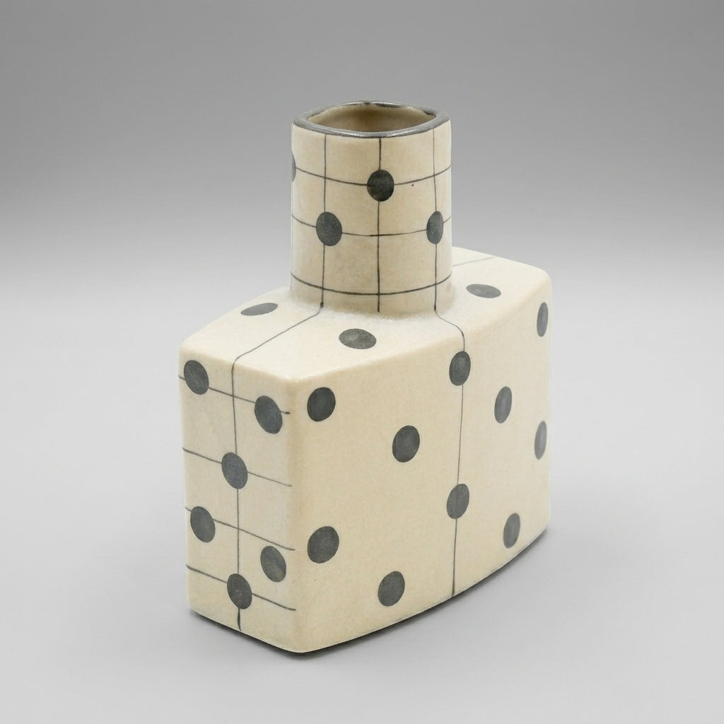 Black Dotted Ceramic Flower Vase By Zodiya