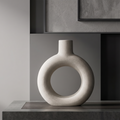Beige Round Ceramic Flower Vase (Large) by Zodiya