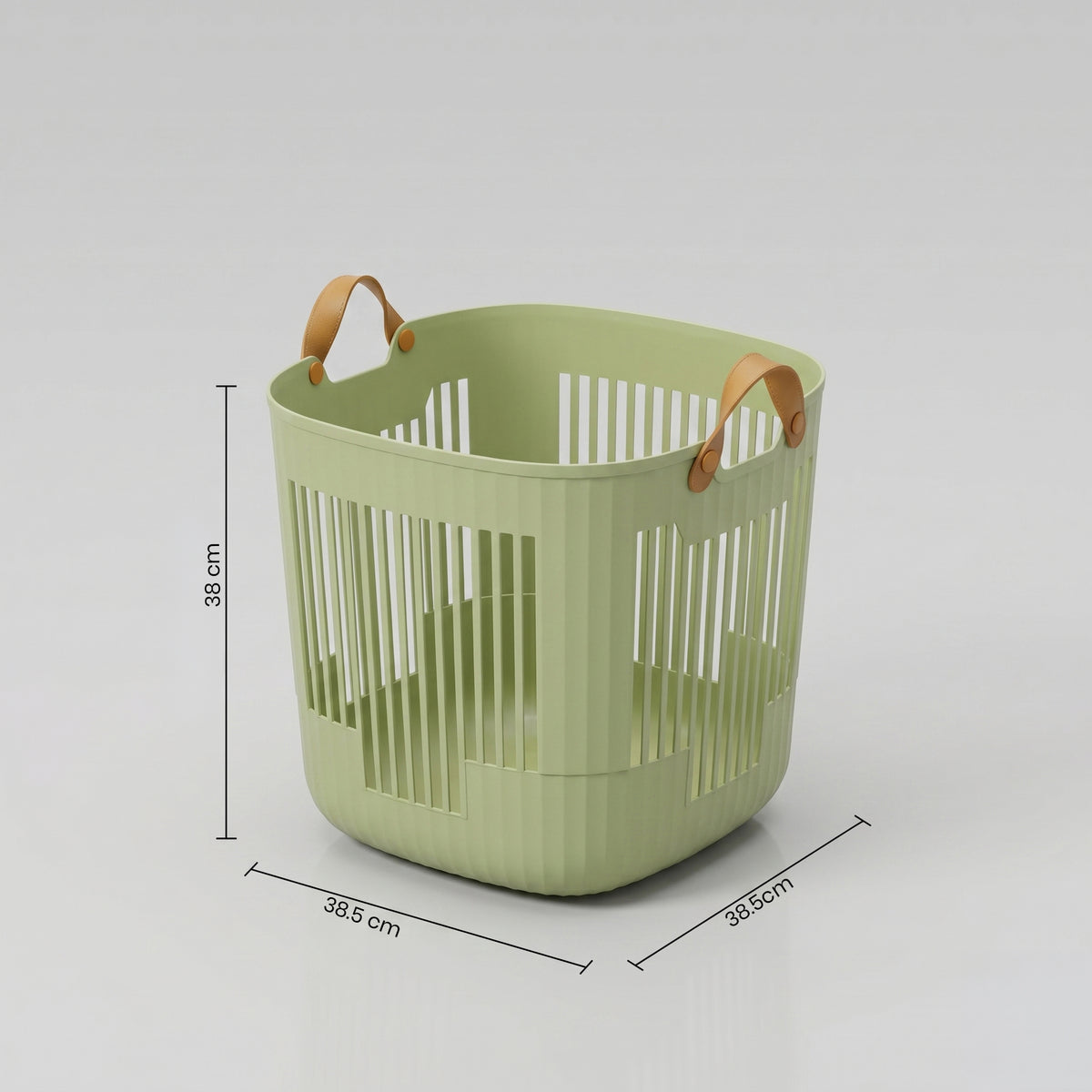 Light Green Plastic Laundry Basket with Handles By Zodiya