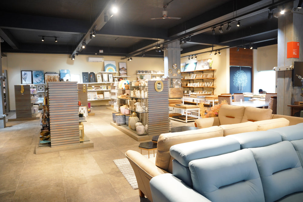 Bedroom furniture display at Zodiya Kannur showroom, Podikundu