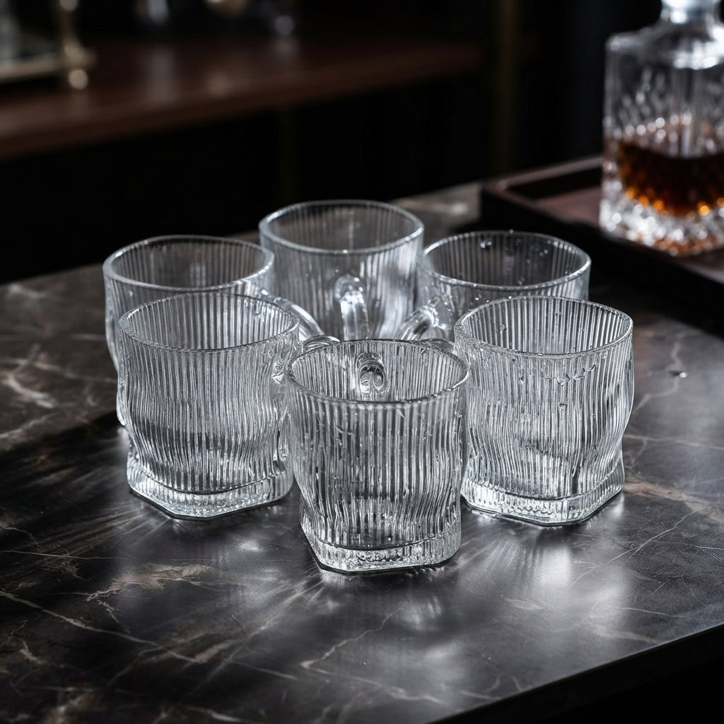 Small Clear Glass Cup Set of 6 by Zodiya