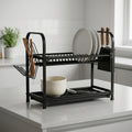 Black Metal 2 Tier Dish Drying Rack By Zodiya