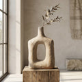 Beige Ceramic Flower Vase (medium) By Zodiya