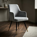 Chic Grey Velvet Dining Arm Chair by Zodiya