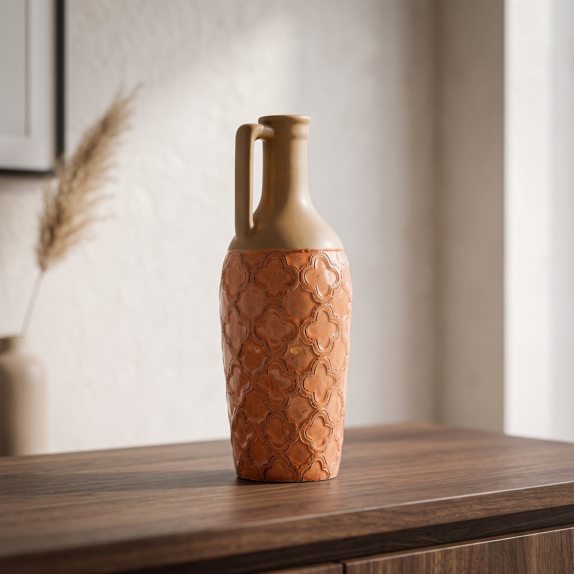 Brown And Orange Ceramic Flower Vase By Zodiya