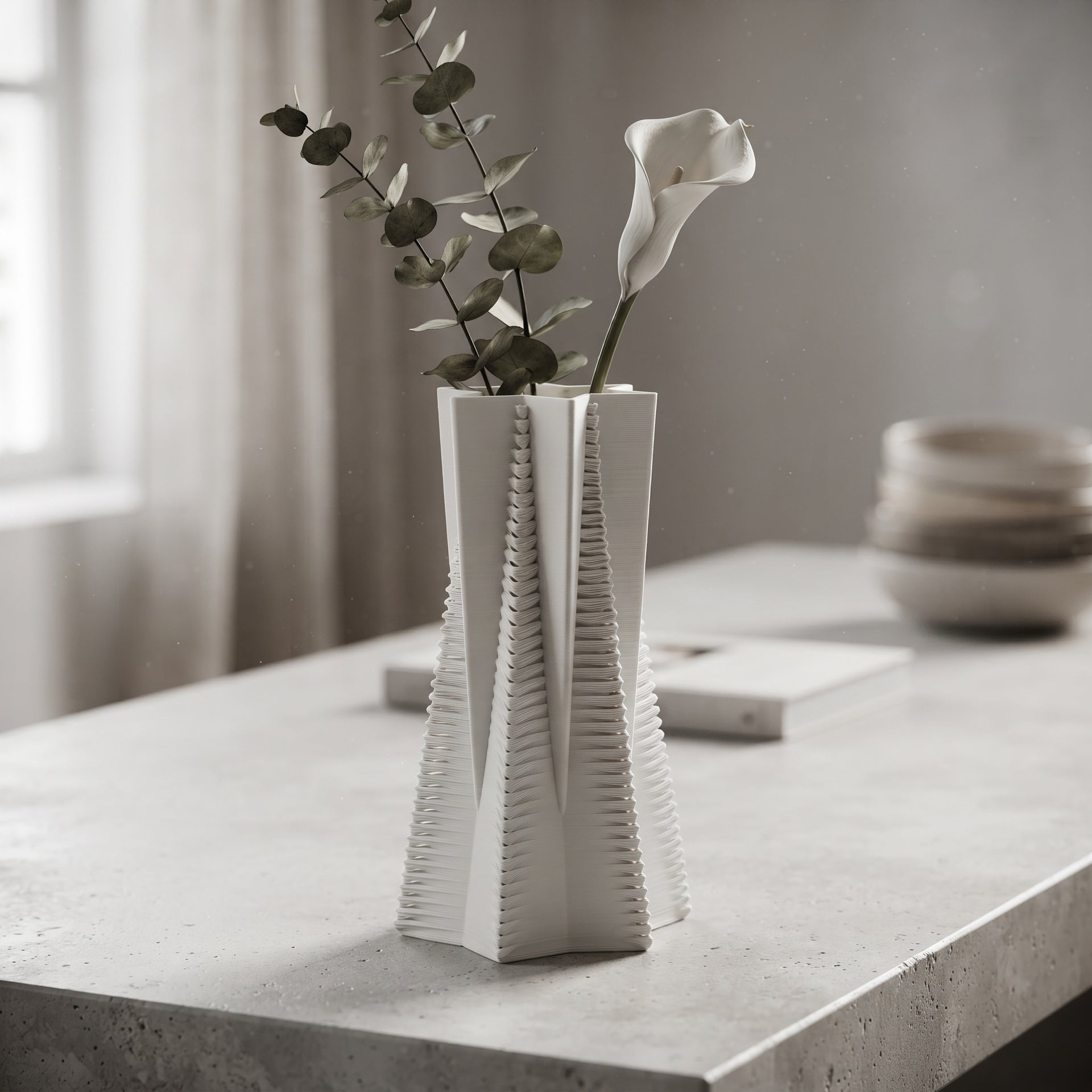 White Ceramic Flower Vase By Zodiya