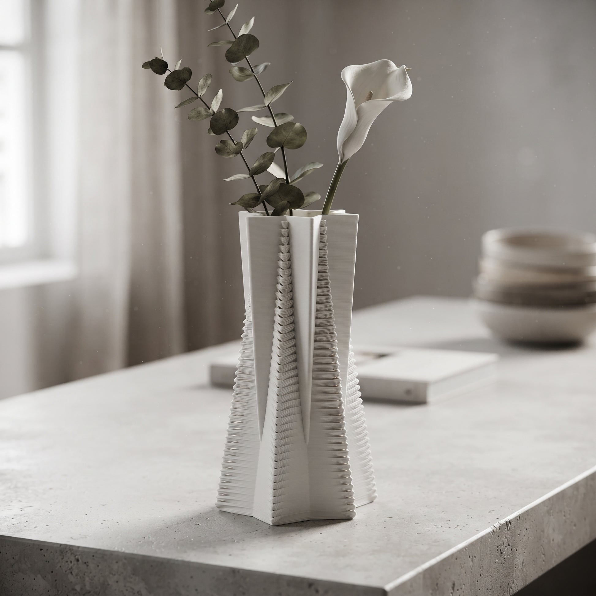 White Ceramic Flower Vase By Zodiya-1