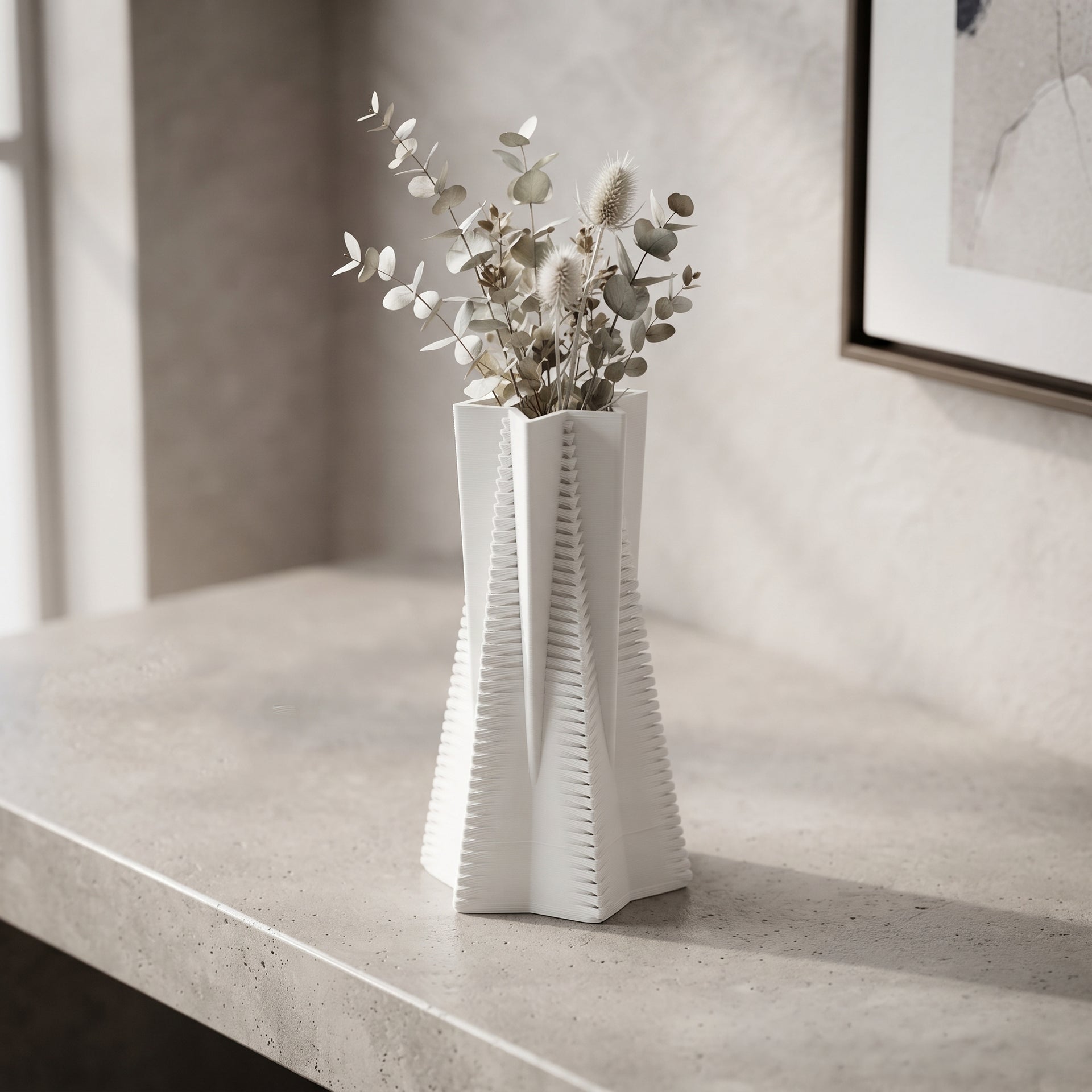 White Ceramic Flower Vase By Zodiya