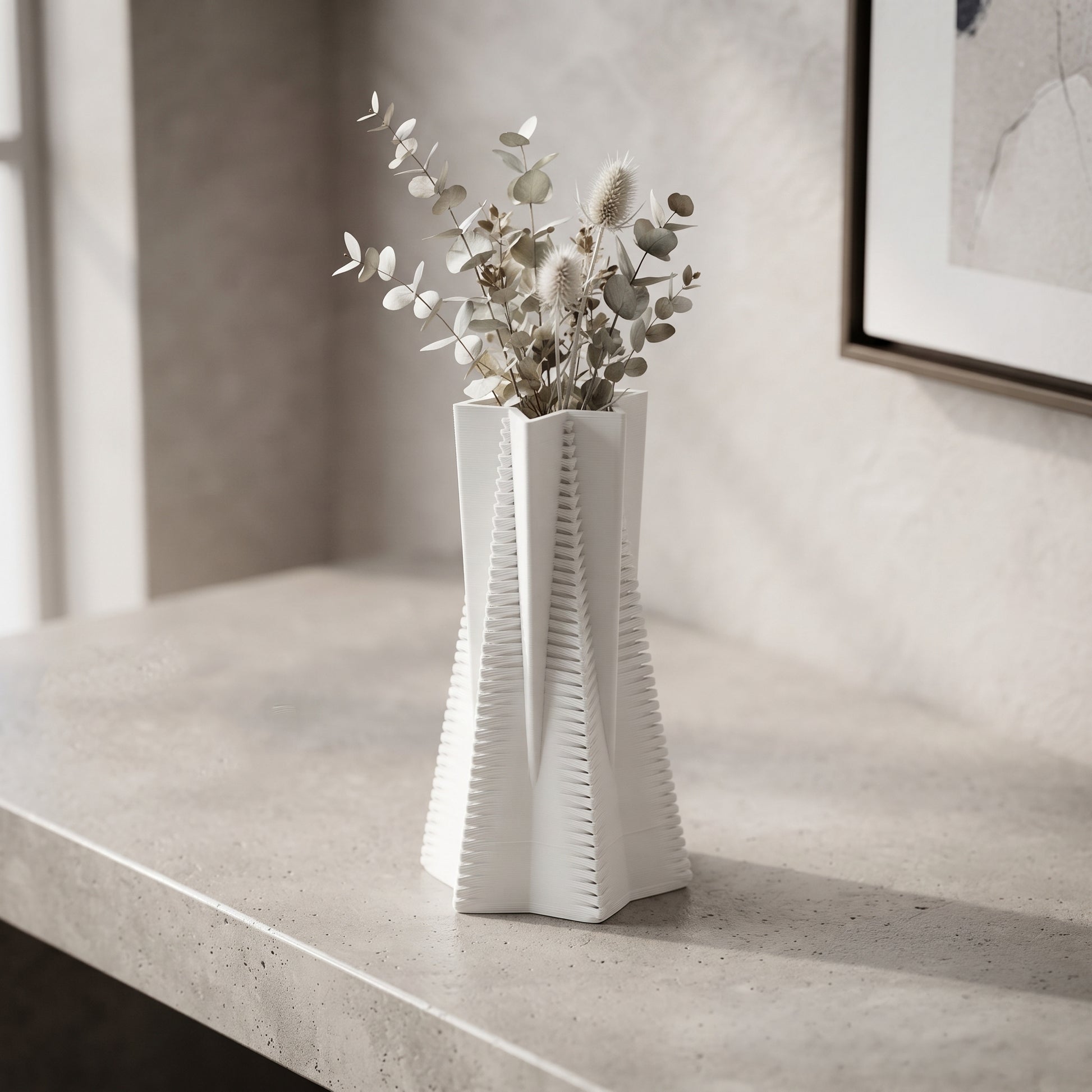 White Ceramic Flower Vase By Zodiya-1