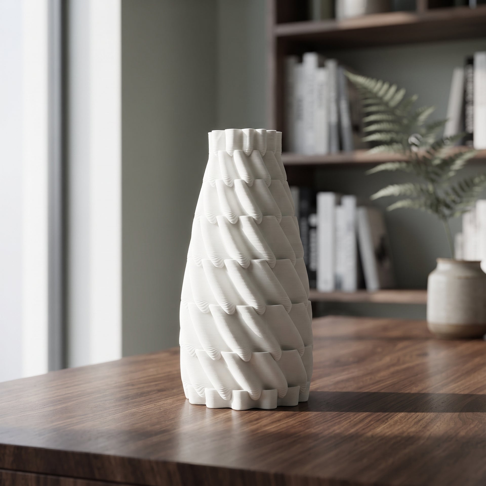White Ceramic Flower Vase By Zodiya
