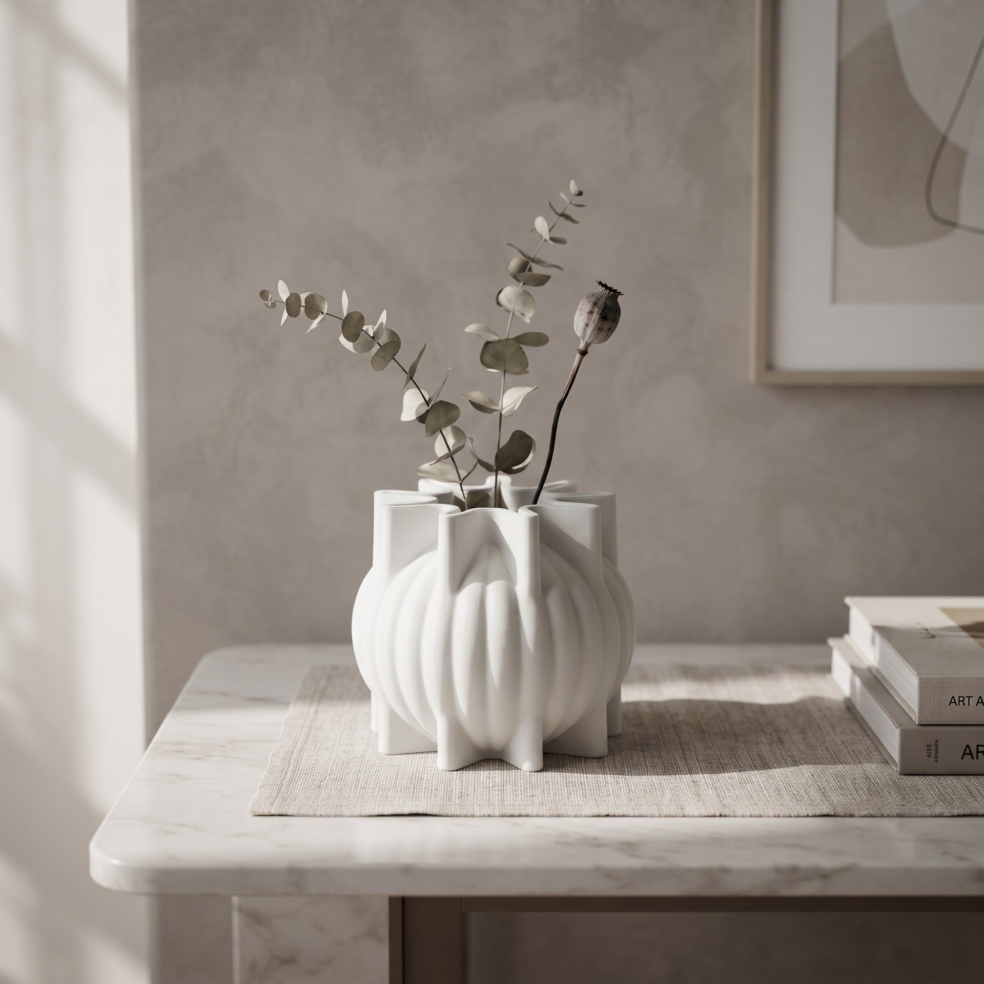 White Ceramic Flower Vase By Zodiya