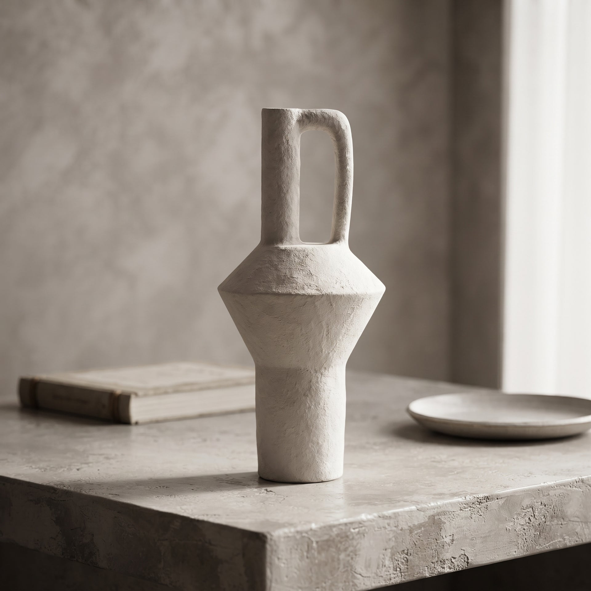 White Earthy Ceramic Vase By Zodiya