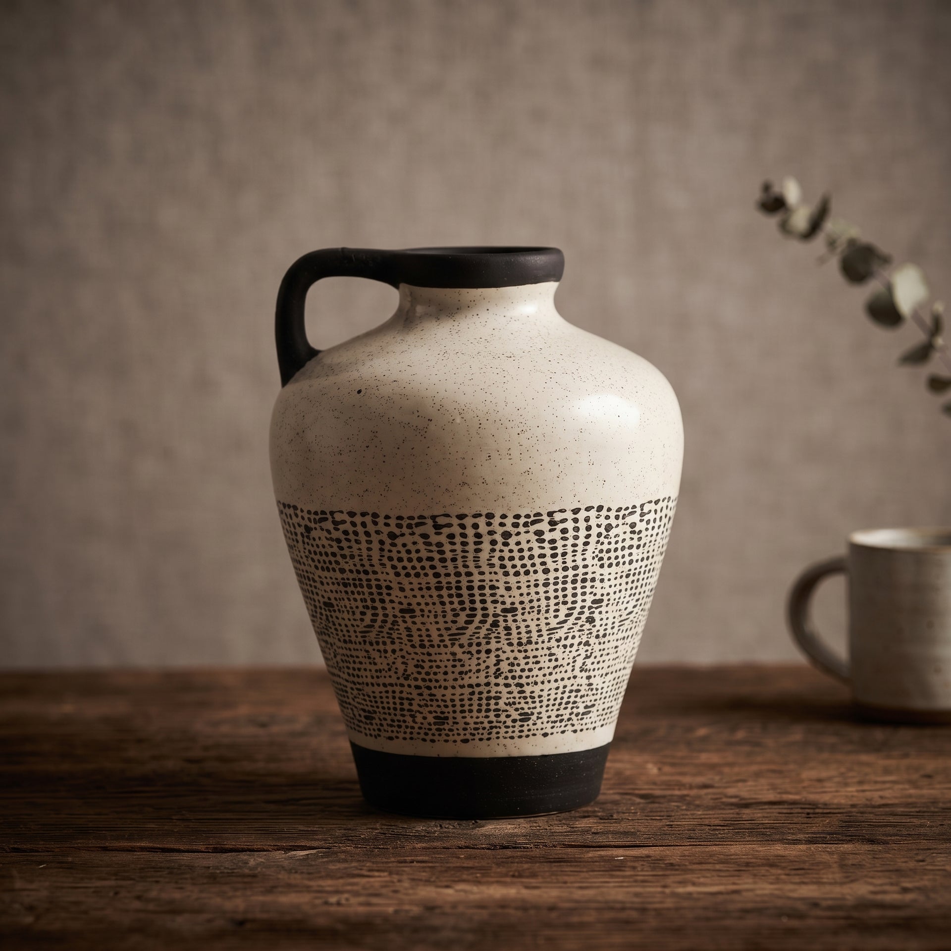 Black And White Large Ceramic Vase By Zodiya