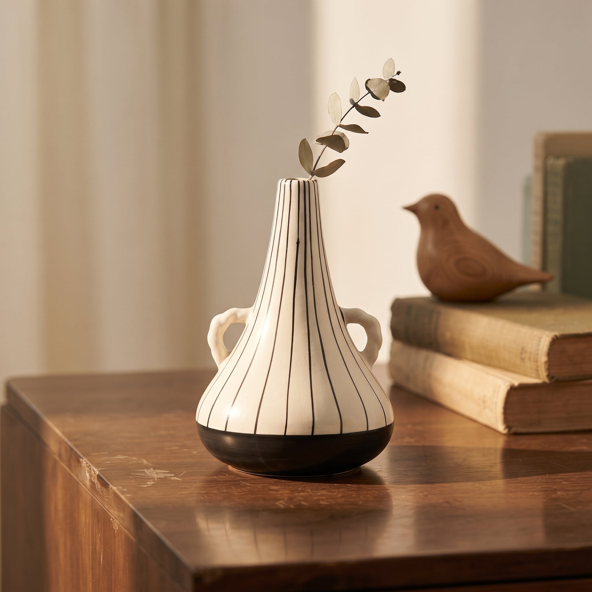 Black And White Ceramic Vase By Zodiya