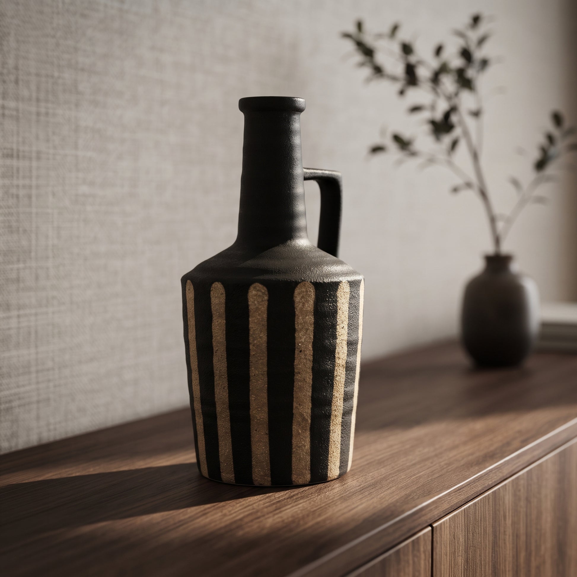 Striped Brown Flower Vase by Zodiya-1