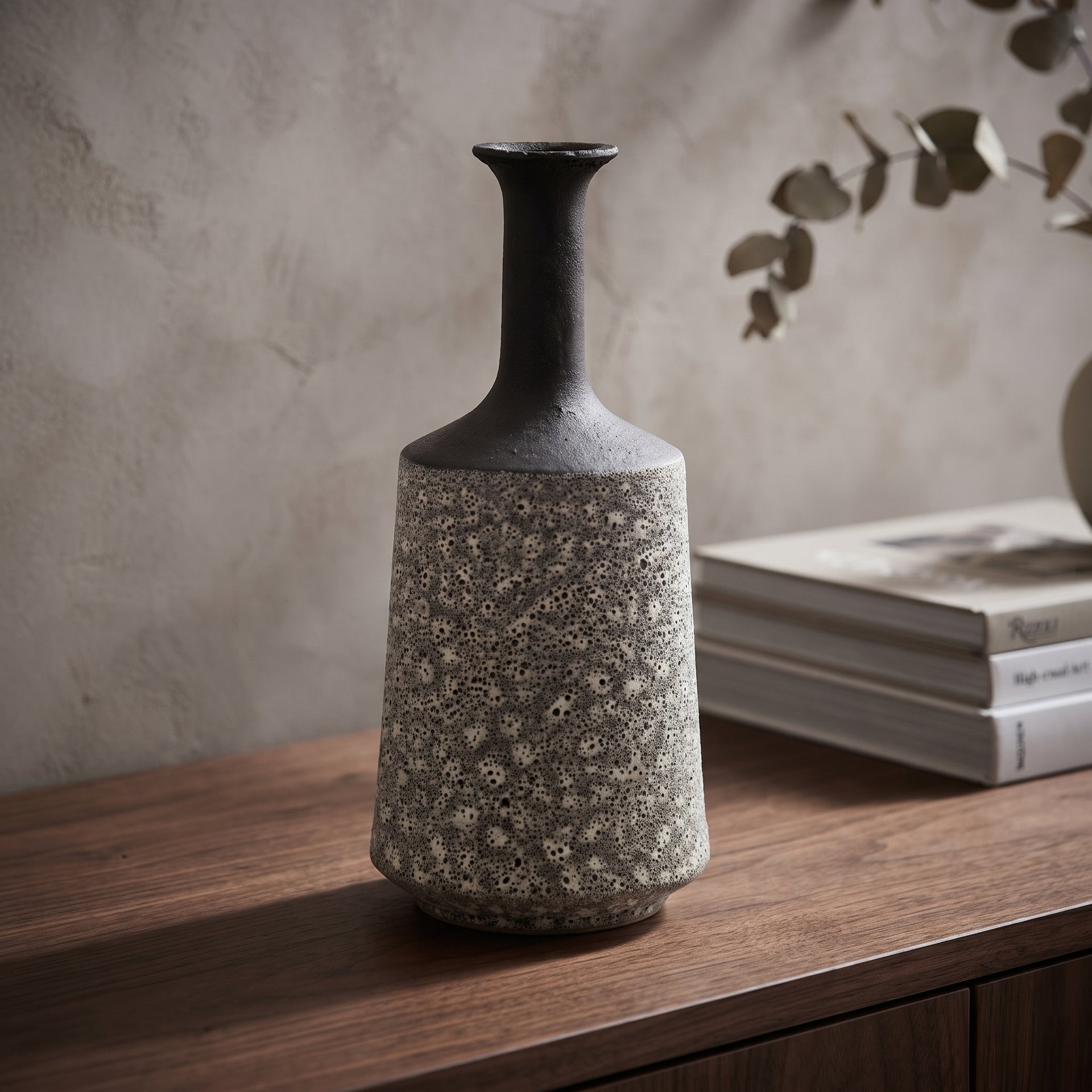 Black and White Large Ceramic Flower Vase by Zodiya