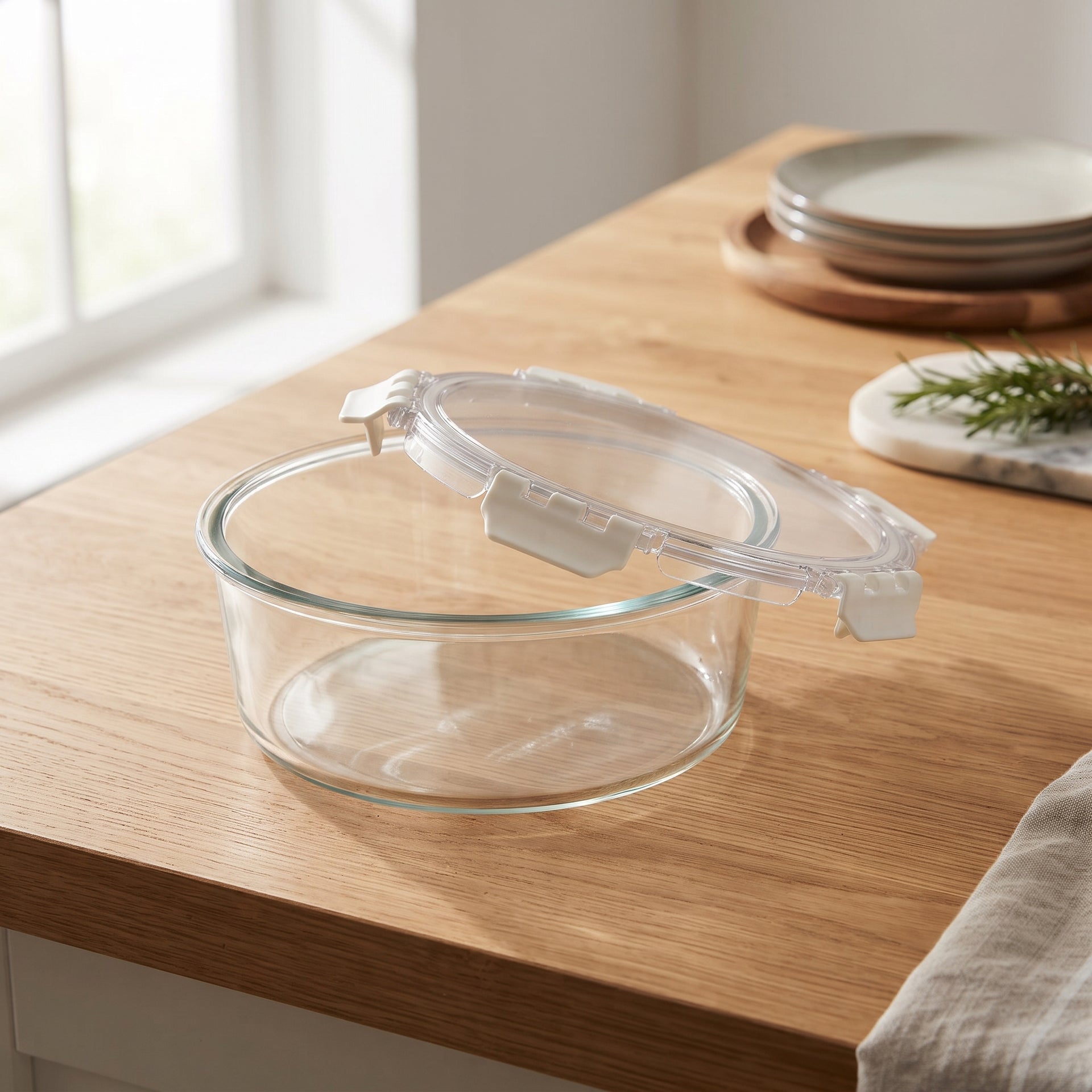 1300ml Round Glass Food Storage Container Box By Zodiya