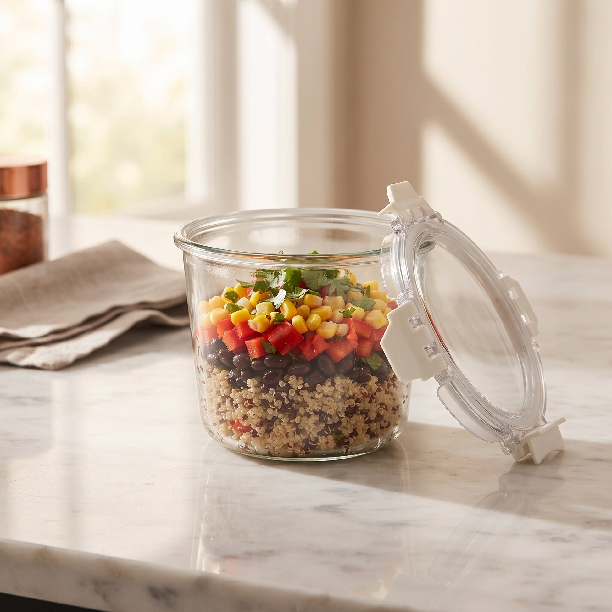600ml Round Glass Food Storage Container Box By Zodiya-4