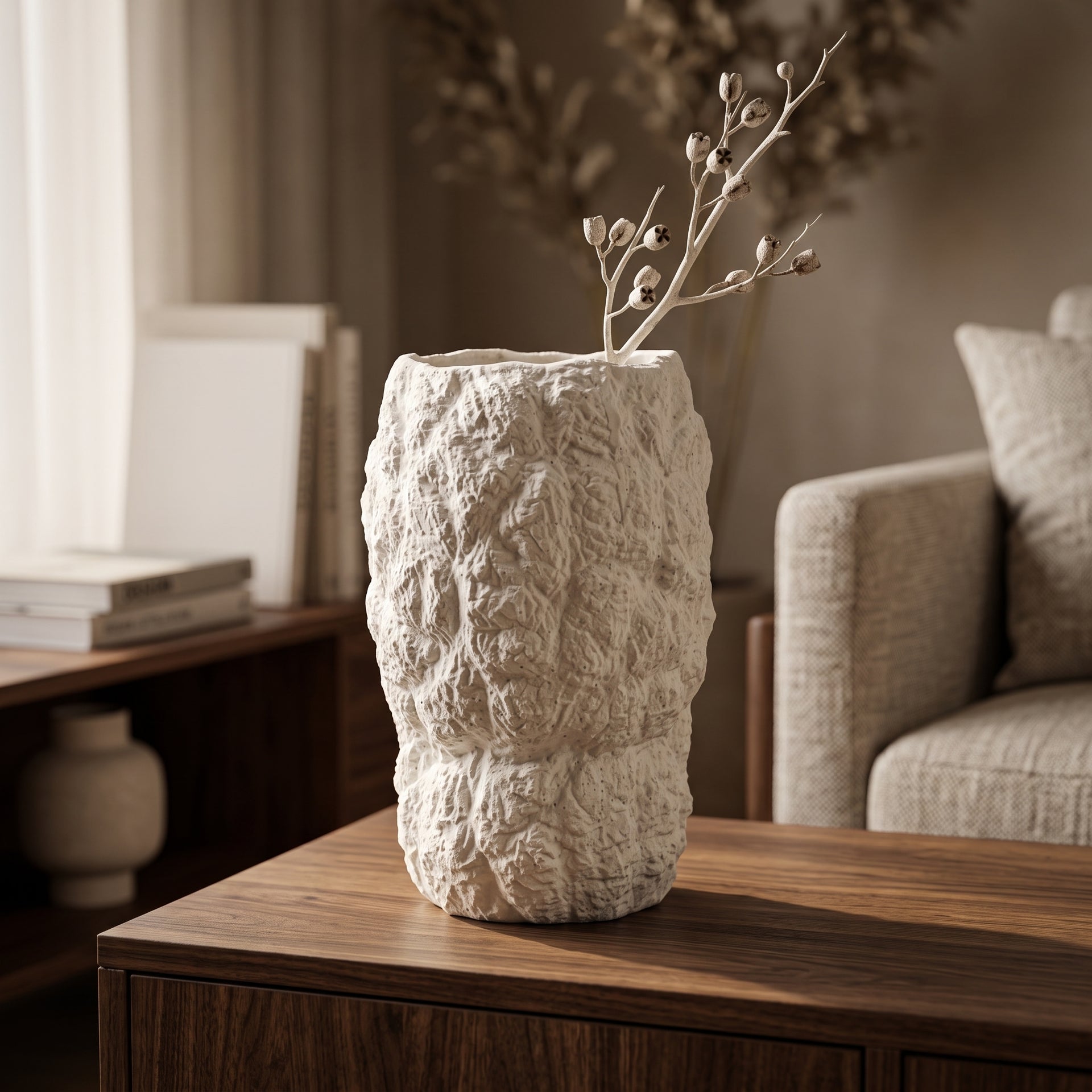Off white Ceramic Flower Vase by Zodiya