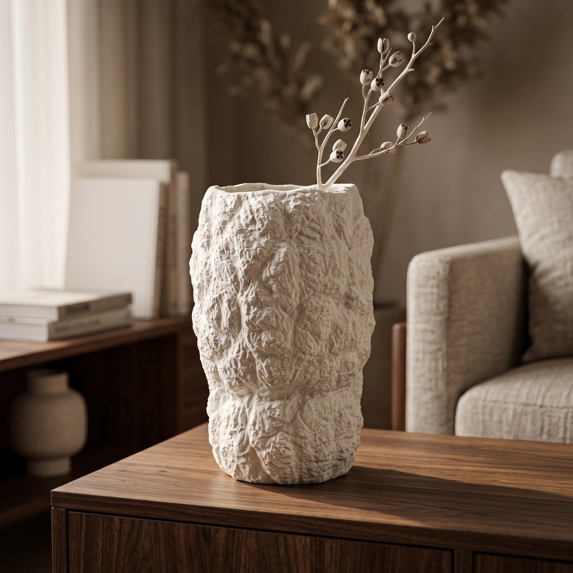 Off white Ceramic Flower Vase by Zodiya-1